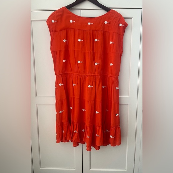 ANTHROPOLOGIE LEIFNOTES BOHO STYLE ORANGE Embroidered MIRRORED DRESS SZ.2 - Picture 4 of 7